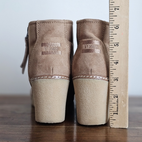 TOMS Avery Wedge Booties Toffee Brown Side Zip Comfort Shoes US 9 - Picture 10 of 12